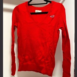 Hollister Red Long-sleeve Women's Knit Top - size Small